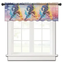 Gordijn sport ijshockey atleten eenvoudige aquarellen keukengordijnen tule pure korte woonkamer interieur voile gordijnen