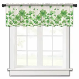 Rideau en Tulle transparent avec plantes de trèfle de la saint-Patrick, petite fenêtre, courte, chambre à coucher, salon, décoration de maison, rideaux en Voile