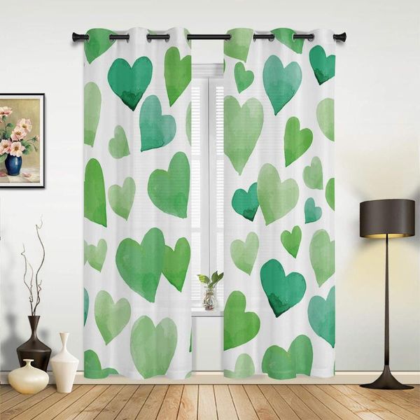 Rideau St Patrick'S Day vert amour aquarelle fenêtre dans la cuisine rideaux pour salon chambre luxe décor à la maison