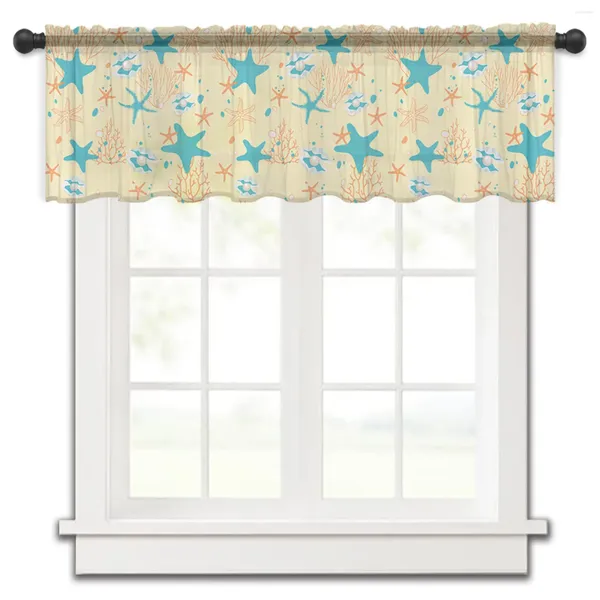 Rideau étoile de mer pierre points corail perle coquille petite fenêtre cantonnière pure courte chambre décor à la maison Voile rideaux