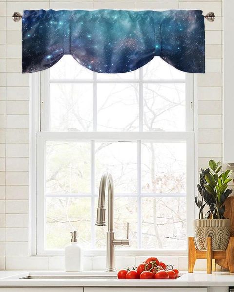 Cortina Cielo estrellado Estrellas Vía láctea Ventana Sala de estar Gabinete de cocina Tie-up Valance Rod Pocket