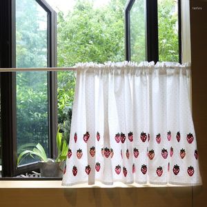 Gordijn Strawberry -borduurwerk Halve gordijnen Kort voor woonkamer Slaapkamer Raam Witte keuken Valance Café Door Drapes Decor