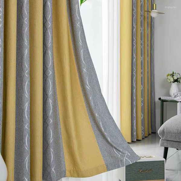 Rideau rayé rideaux occultants pour salon Simple couture pare-brise chambre sol au plafond écrans Jacquard