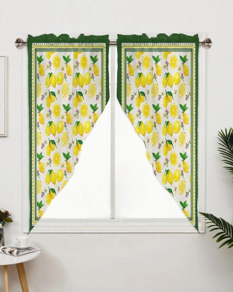 Rideaux d'été idylliques fruits citron vert, pour fenêtre de chambre à coucher, salon, stores triangulaires