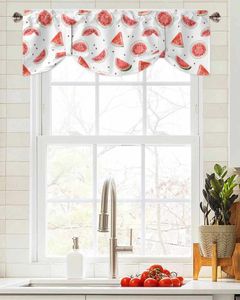 Rideau d'été Texture aquarelle pastèque, fenêtre courte, cantonnière à nouer réglable pour salon, draperies de cuisine