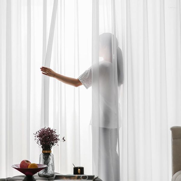 Rideau super doux sensation de main blanc neige tulle rideaux pour salon décor moderne voile en mousseline de soie solide voile transparent cuisine