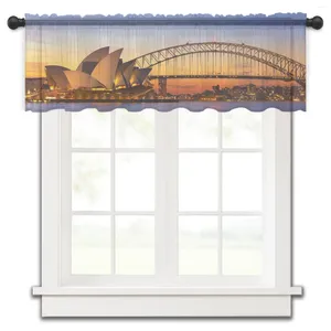 Rideau court en Tulle pour fenêtre transparente, opéra de Sydney, crépuscule, pour cuisine, chambre à coucher, décoration de maison, petits rideaux en Voile