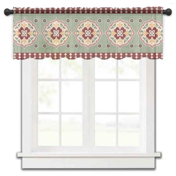 Rideau Texture fleur Dahlia symbole cuisine petite fenêtre Tulle transparent court chambre salon décor à la maison Voile rideaux