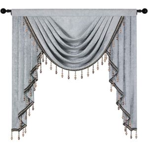 Cortina gruesa de chenilla de doble cara, cortinas para ventana, cenefa individual para sala de estar, bolsillo para barra de dormitorio gris plateado 230909