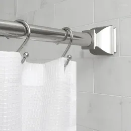 Rideau à tringle de tension de douche en aluminium antirouille de 72 po avec embouts carrés en nickel brossé