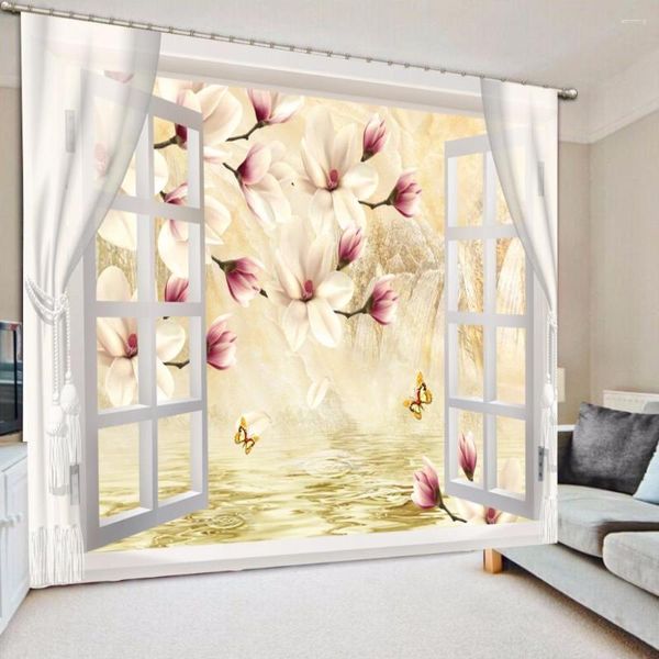 Rideau Top Classic Classic 3D Style Blackout rideaux pour le salon des fleurs de chambre à coucher