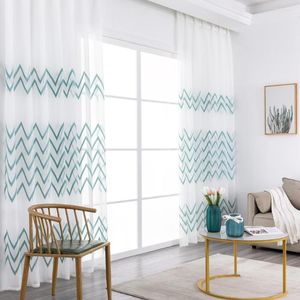 Cortina TPS tul ondas bordadas cortinas de gasa para sala de estar ventana tratamiento pura dormitorio cocina persianas cortinas