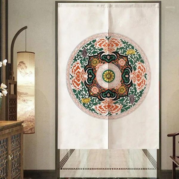 Cortina tradicional china clásica con patrón Floral, puerta Noren, cortinas colgantes, cocina, dormitorio, decoración de entrada, pantalla