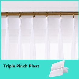 Gordijn Triple Pinch Pleit Super Soft Snow Pure White Chiffon Window Tule Curtains for Living Room Sheer Veil Voile Slaapkamer Drapers