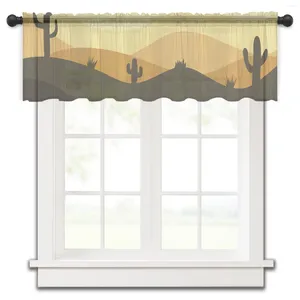Rideau Tropical désert Cactus soleil court transparent fenêtre Tulle rideaux pour cuisine chambre décor à la maison petits rideaux de Voile