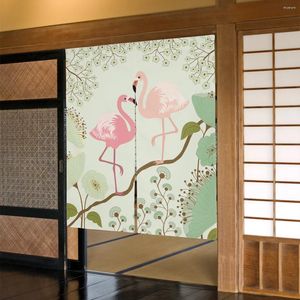 Gordijn tropische flamingo bloem Japanse deur deurpartitie keuken woonkamer ingang noren hangende halfloop
