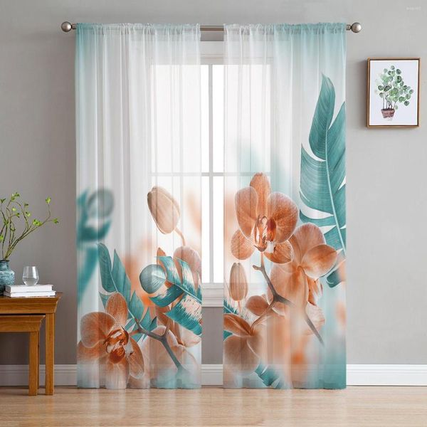 Rideau plante tropicale décoration voilages fenêtre pour salon chambre stores enfants décor à la maison