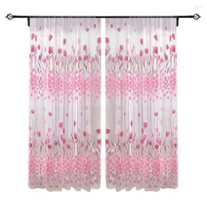 Curtain Tulip Printed Window Screen Fashion Balcon Balcon Curtains de gaze pratique Elegant Beautiful Romantic Durable for Living Dining Room