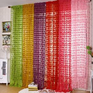 Rideau Tulle Porte Fenêtre Diviseur De Pièce Cantonnière Coeur Ligne Dépistage Sheer Rideaux Fringe String PanelHG0020