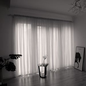 Cortina de tul cortinas transparentes para sala de estar ventana transparente drapeado varilla de bolsillo de bolsillo panel decoración de tela cortinas 230923