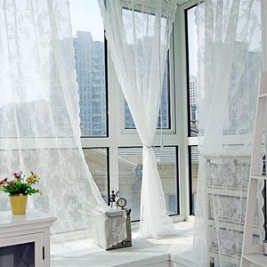 Cortina de tul transparente, cortinas para sala de estar, decoración de dormitorio, cortinas bordadas de gasa de Organza, cenefa