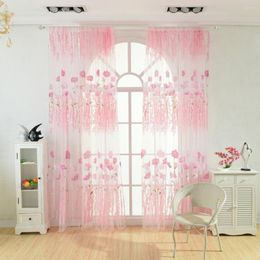 Rideau Tulle Sheer Fenêtre Rideaux Polyester Lavable Fleur Motif Voile Tissu Rideaux Pour Salon La Chambre Décoration 1 Pcs