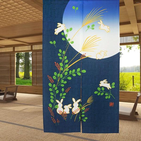 Cortina bajo la luna, puerta japonesa Noren Feng Shui, medias cortinas, partición de cocina, entrada, decoraciones para el hogar