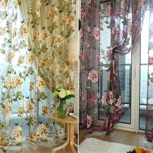 Rideau haut de gamme élégant romantique fleur brodé chinois tissu Tulle transparent 3D fenêtre maison chambre salon El fournitures