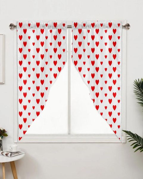 Cortina con textura de corazón de San Valentín, cortinas para dormitorio, ventana, sala de estar, persianas triangulares