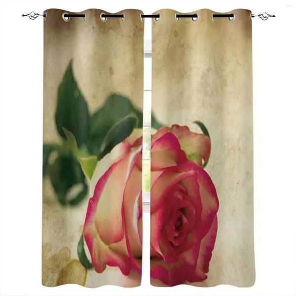 Rideau Saint Valentin Fleur Rose Rose Shabby Fond Rideaux Rideaux Pour Salon Chambre Cuisine Bureau Stores Fenêtre