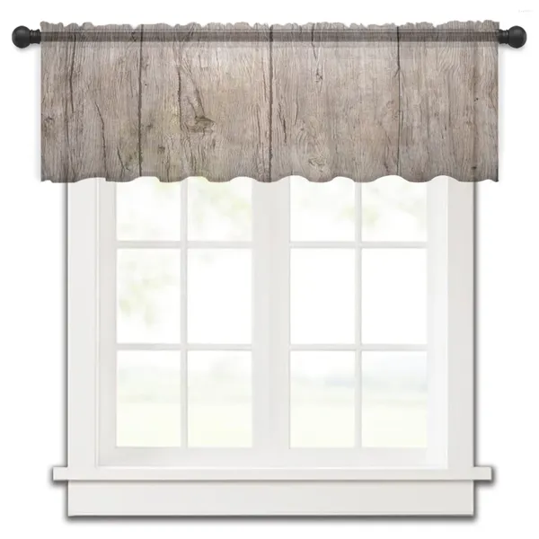 Cortina de rayas verticales sobre tableros de madera, ventana pequeña, tul transparente, corto, para dormitorio, sala de estar, decoración del hogar, cortinas de gasa