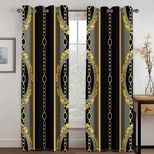 Rideau Vintage classique Baroque noir, 2 pièces, fin, pour salon, chambre à coucher, décoration de fenêtre