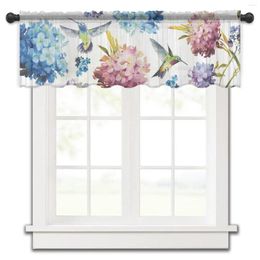 Rideau Vintage fleurs hortensia cuisine petite fenêtre Tulle transparent court chambre salon décor à la maison rideaux de Voile