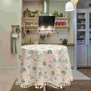 Cortina lavable algodón lino Vintage Farmhouse patrón redondo cubierta de mesa mantel decorativo