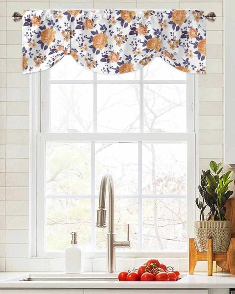 Rideau aquarelle fleur vintage fenêtre salon armoire de cuisine camoureuse calivre de cam poche