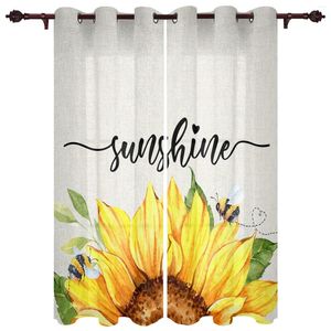 Rideau aquarelle fleurs tournesols abeilles rideaux pour salon chambre étude décor moderne cuisine fenêtre