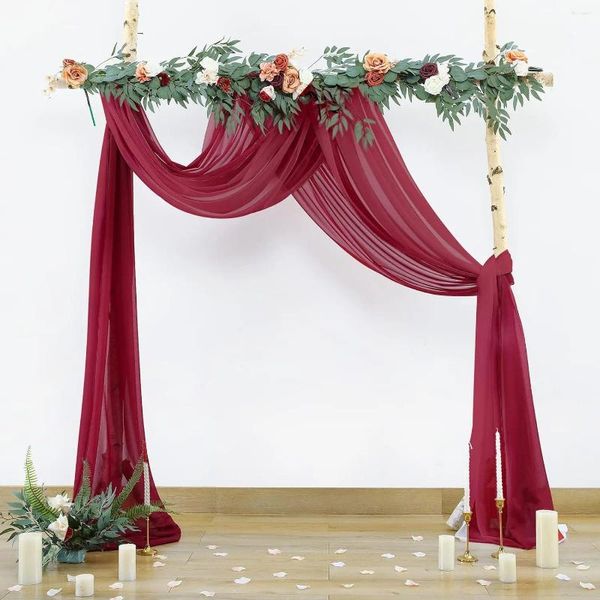 Cortina de arco de boda, cortinas de 20 pies, telón de fondo transparente blanco, tela de gasa, camino de mesa, cenefa, decoración de fiesta