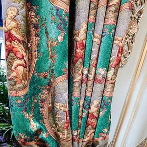 Cortina boda diseño de guirnalda lujosa puerta romana tratamientos de ventana persianas opacas cortinas florales lujo verde para dormitorio