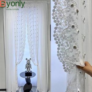 Rideau blanc en relâchement en relief en perle de perle rideaux pour le salon chambre à coucher de fenêtre française personnalisée finie
