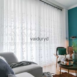 Cortina Cortina de tul transparente bordada blanca para sala de estar, dormitorio, Europa, pantalla de ventana, tela de gasa de Organza, persianas Drapesvaiduryd