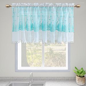 Rideau Blanc Dentelle Florale Sheer Double Layer Valances Vintage Tricoté Semi Rod Pocket Valance