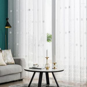 Cortina de gasa transparente Floral blanca para sala de estar, cortinas de tul de lino bordadas modernas para ventana, dormitorio, cocina, puerta