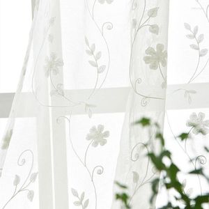 Rideaux à fleurs blanches, pour chambre à coucher, salon, écran de fenêtre brodé de haute qualité, personnalisation en coton et lin