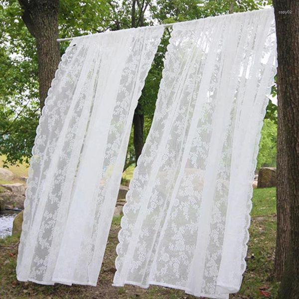 Rideau de la fenêtre de porte en dentelle blanche pour le salon balcon de chambre à coucher moustique écran net en tulle pur drapes décor de la maison