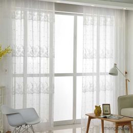 Curtain White lace floral tulle Curtains sheer for living room bedroom window European kitchen curtain drapes R230815