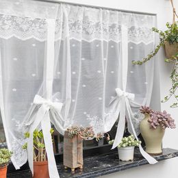 Rideau blanc dentelle rideaux romains pour salon chambre princesse attacher Tulle court transparent fenêtre cantonnière cuisine salle de bain