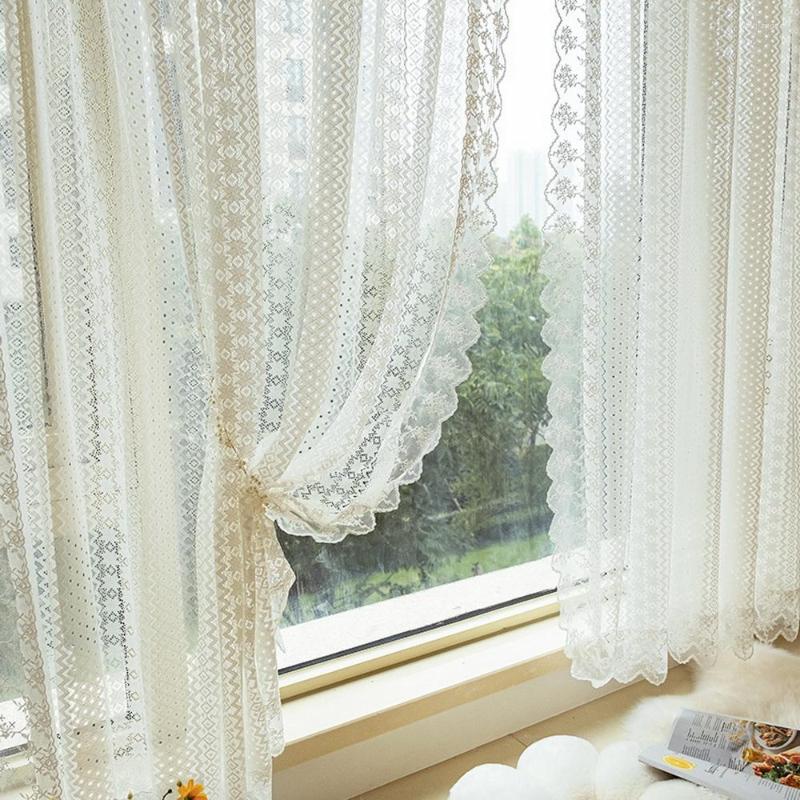 Vorhang, weiße Spitze, durchsichtige Vorhänge für Schlafzimmer, Wohnzimmer, Rand, transparent, undurchsichtig, extra Höhe 300 cm, Balkon, französische Fenstervorhänge