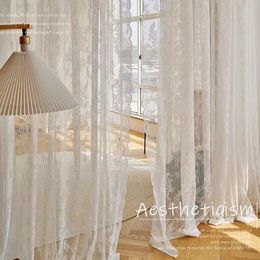 Rideau blanc dentelle voilages pour salon romantique Transparent Tulle décor à la maison taille personnalisée 230619