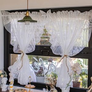 Cortina de encaje blanco cortinas cortas transparentes adecuadas para cafeterías cocinas de las cocinas