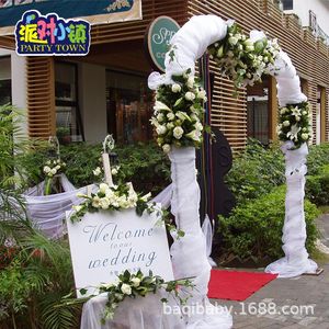 Gordijn Wit Lange sjaal Home Boog High-end decoratie voor Table Slaapkamer Mesh Wedding